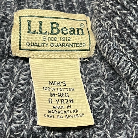 LL BEAN Blue Full Zip Sweater Cardigan Sz M Men's Jacket Marled Cotton  Casual - Picture 10 of 14